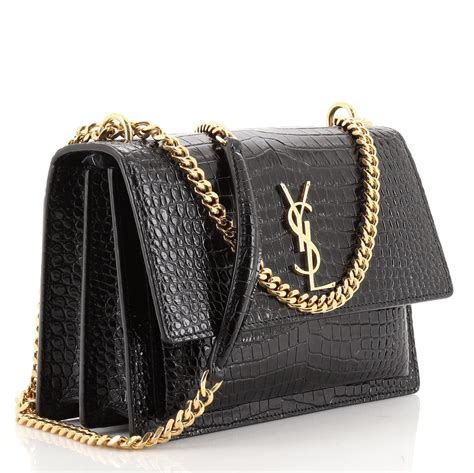 sac yves saint laurent sunset medium croco|Saint Laurent sunset crossbody bag.